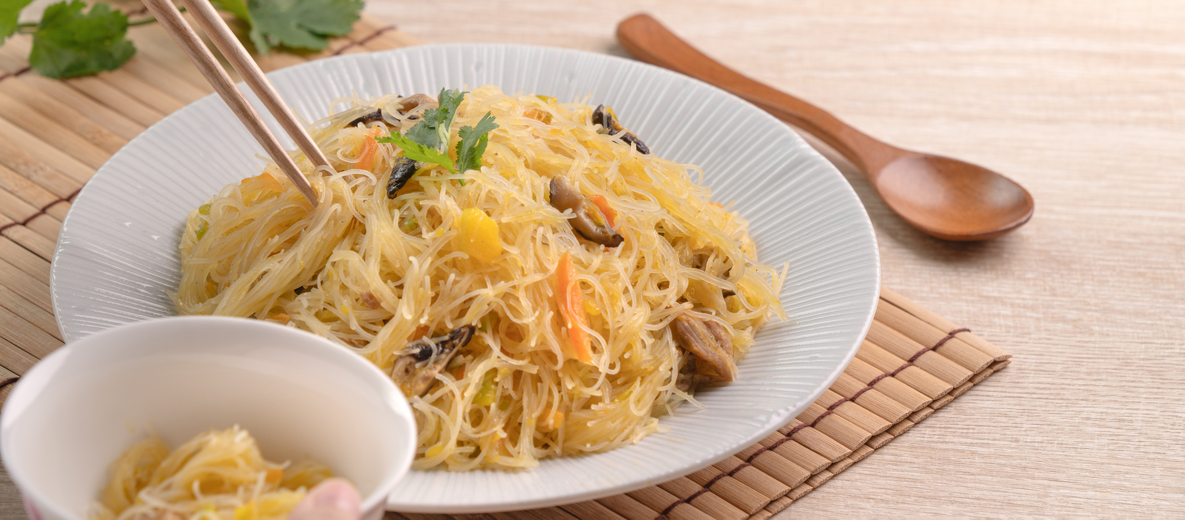 Rice Vermicelli Noodles Stir-Fried with Boiled Pumpkin