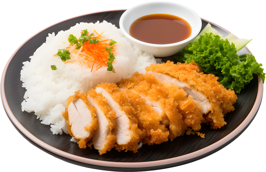Chicken katsu with rice, japanese food.